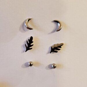 Minimalist Stud Earring Set Sterling Silver/Nickel Free